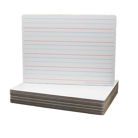 Two-Sided (Red & Blue Ruled/Blank) Dry Erase Board, 9" x 12", Pack of 12 - Loomini