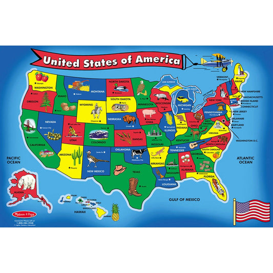 U.S.A. (United States) Map Floor Puzzle - 51 Pieces - Loomini