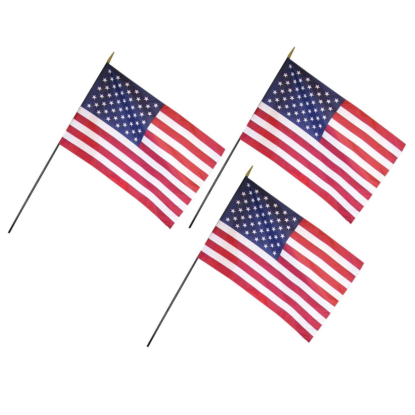 U.S. Classroom Flag with Staff, 12" x 18", Pack of 3 - Loomini