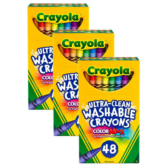 Ultra-Clean Washable Crayons, Regular Size, 48 Per Pack, 3 Packs - Loomini