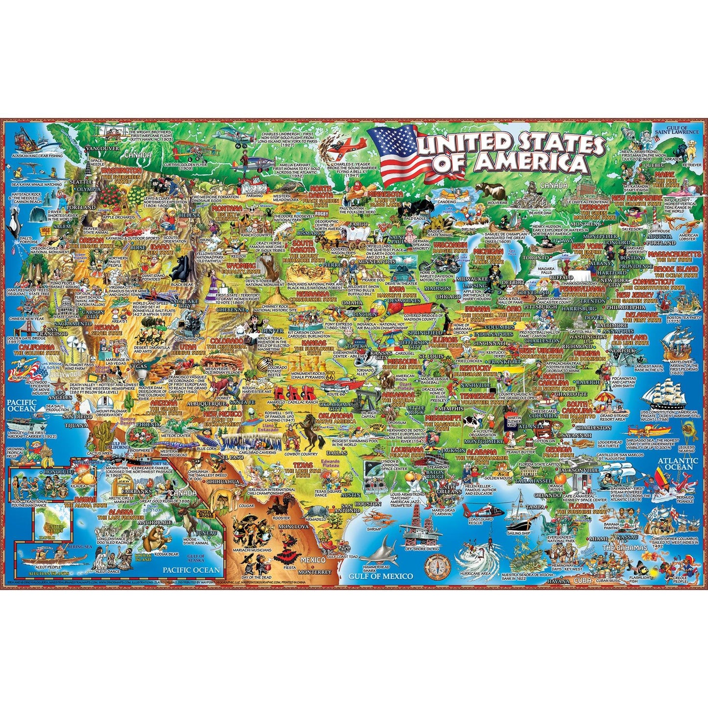 United States Illustrated 250 Piece Jigsaw Puzzle - Loomini