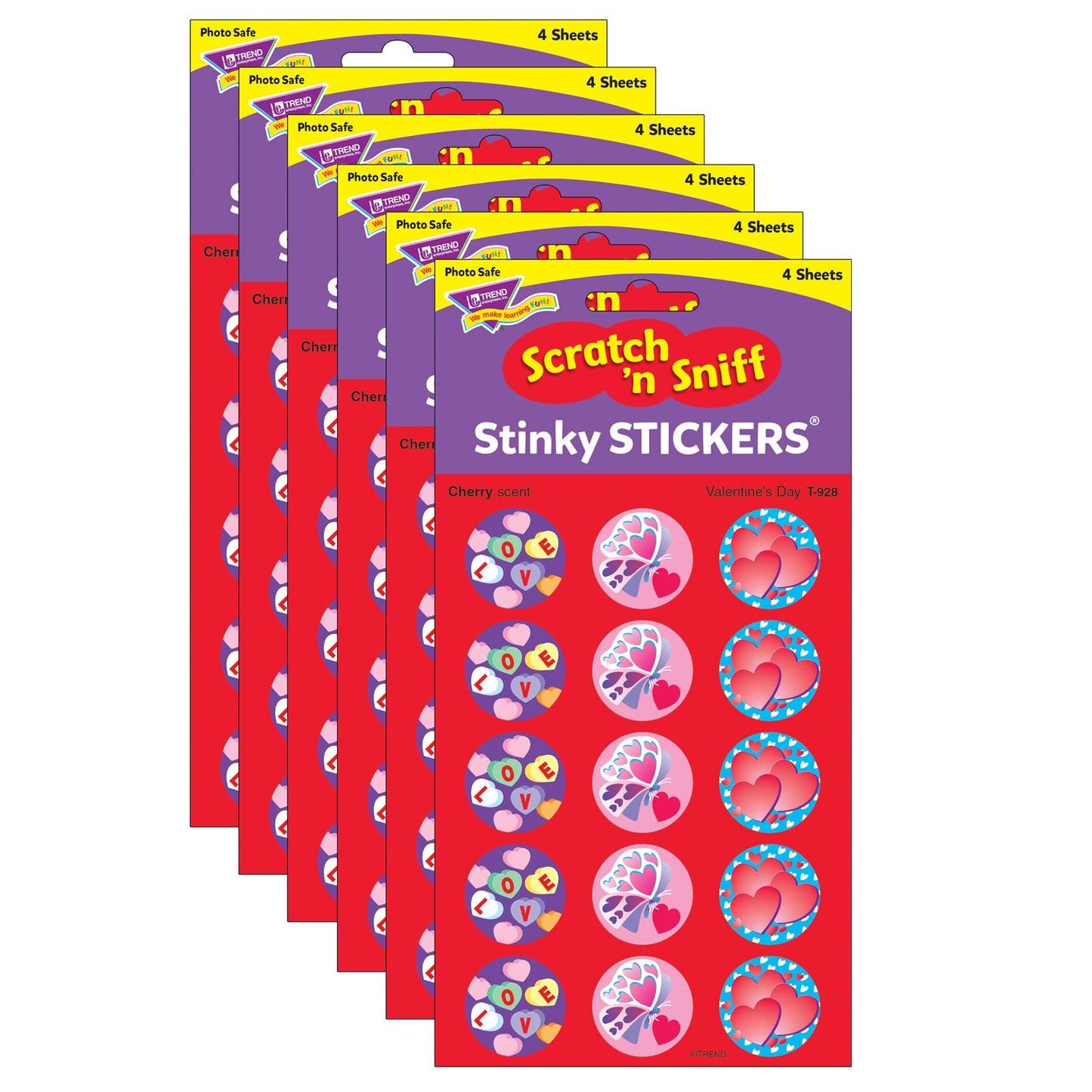 Valentine's Day/Cherry Stinky Stickers®, 60 Per Pack, 6 Packs - Loomini