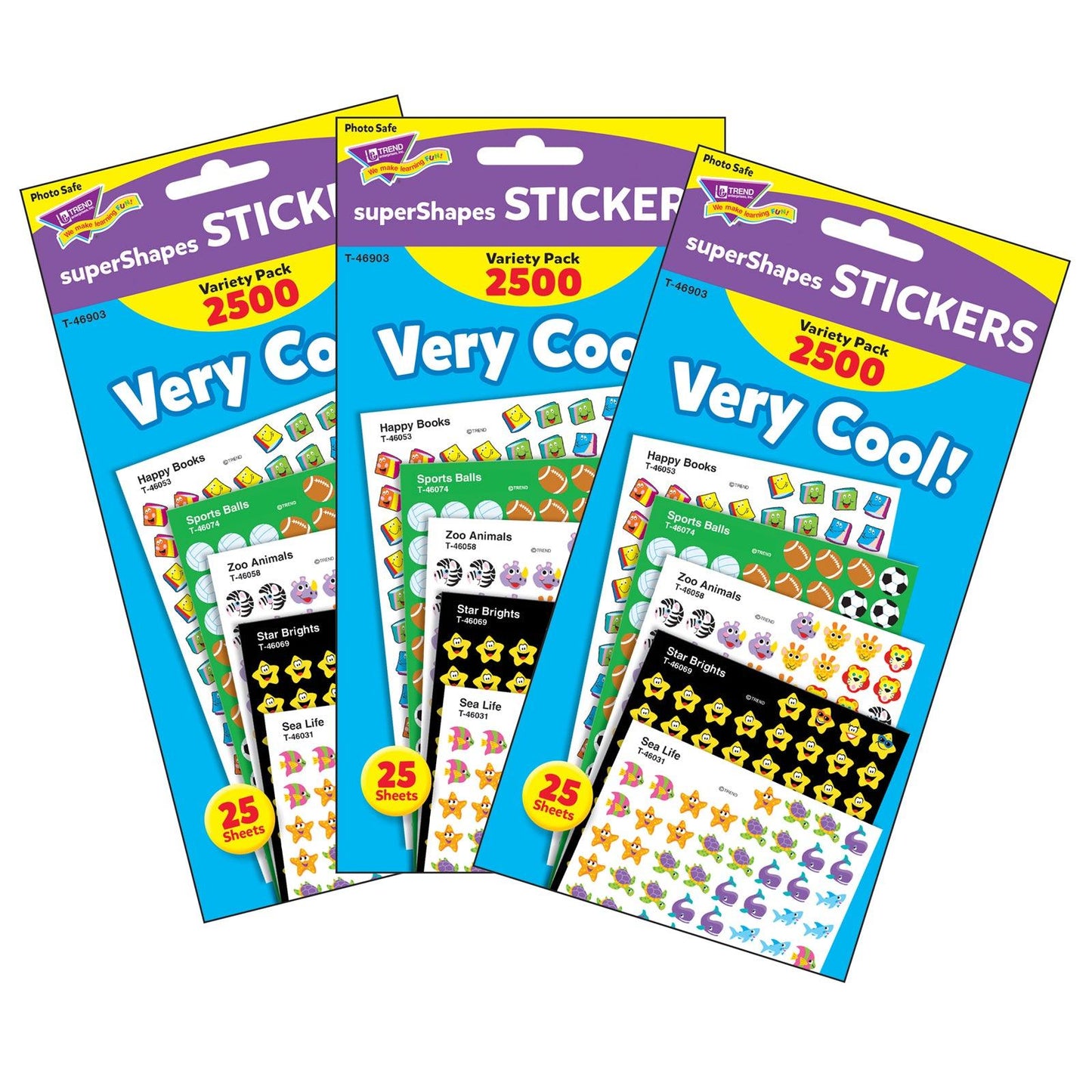 Very Cool! superShapes Stickers Variety Pack, 2500 Per Pack, 3 Packs - Loomini