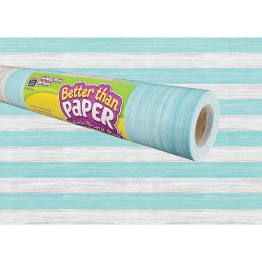 Vintage Blue Stripes Better Than Paper Bulletin Board Roll, 4' x 12', Pack of 4 - Loomini