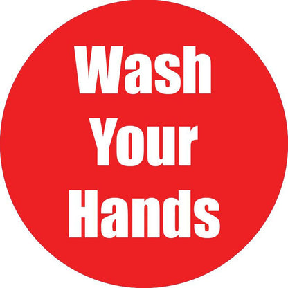 Wash Your Hands Anti-Slip Floor Sticker, Red, 11", Pack of 5 - Loomini