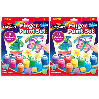 Washable Finger Paints Set, 8 Colors Per Set, 2 Sets - Loomini