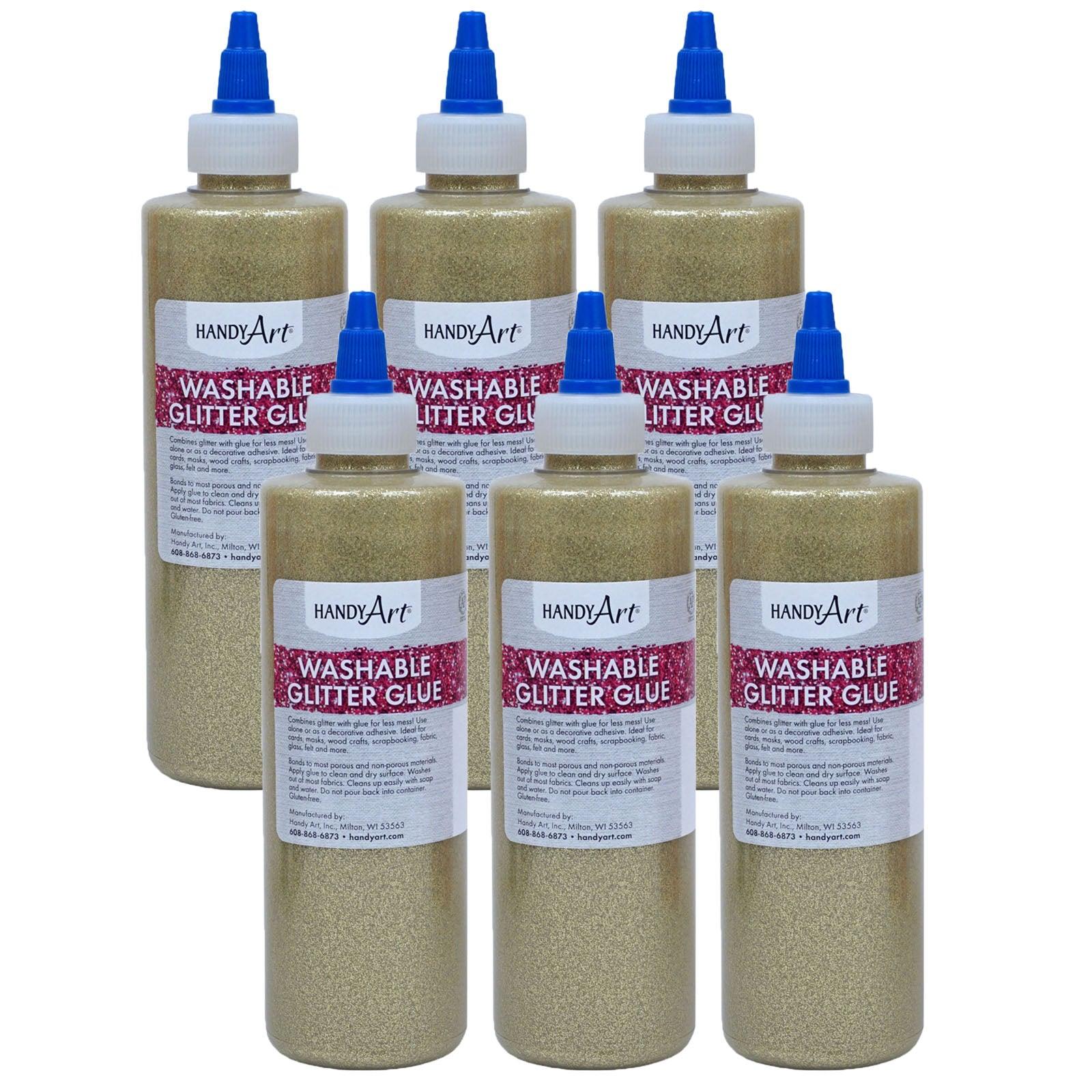 Washable Glitter Glue, 8 oz., Gold, Pack of 6 - Loomini