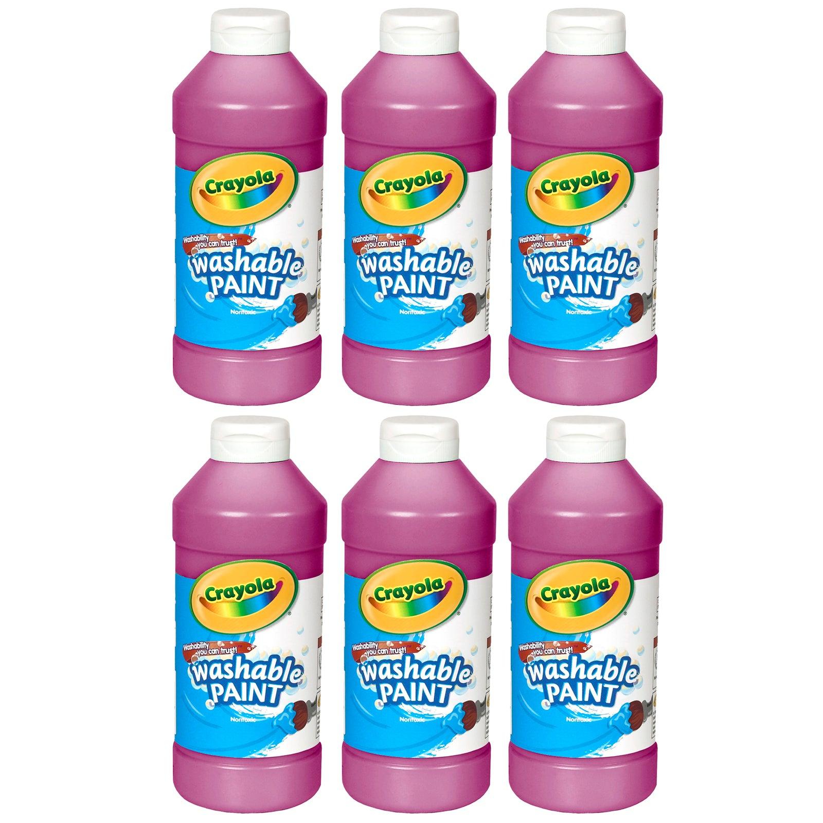 Washable Paint, Magenta, 16 oz. Bottles, Pack of 6 - Loomini