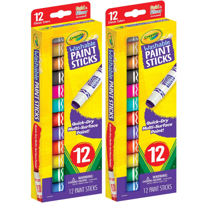 Washable Paint Sticks, 12 Per Pack, 2 Packs - Loomini