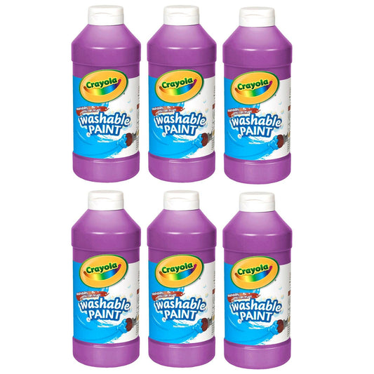 Washable Paint, Violet, 16 oz. Bottles, Pack of 6 - Loomini
