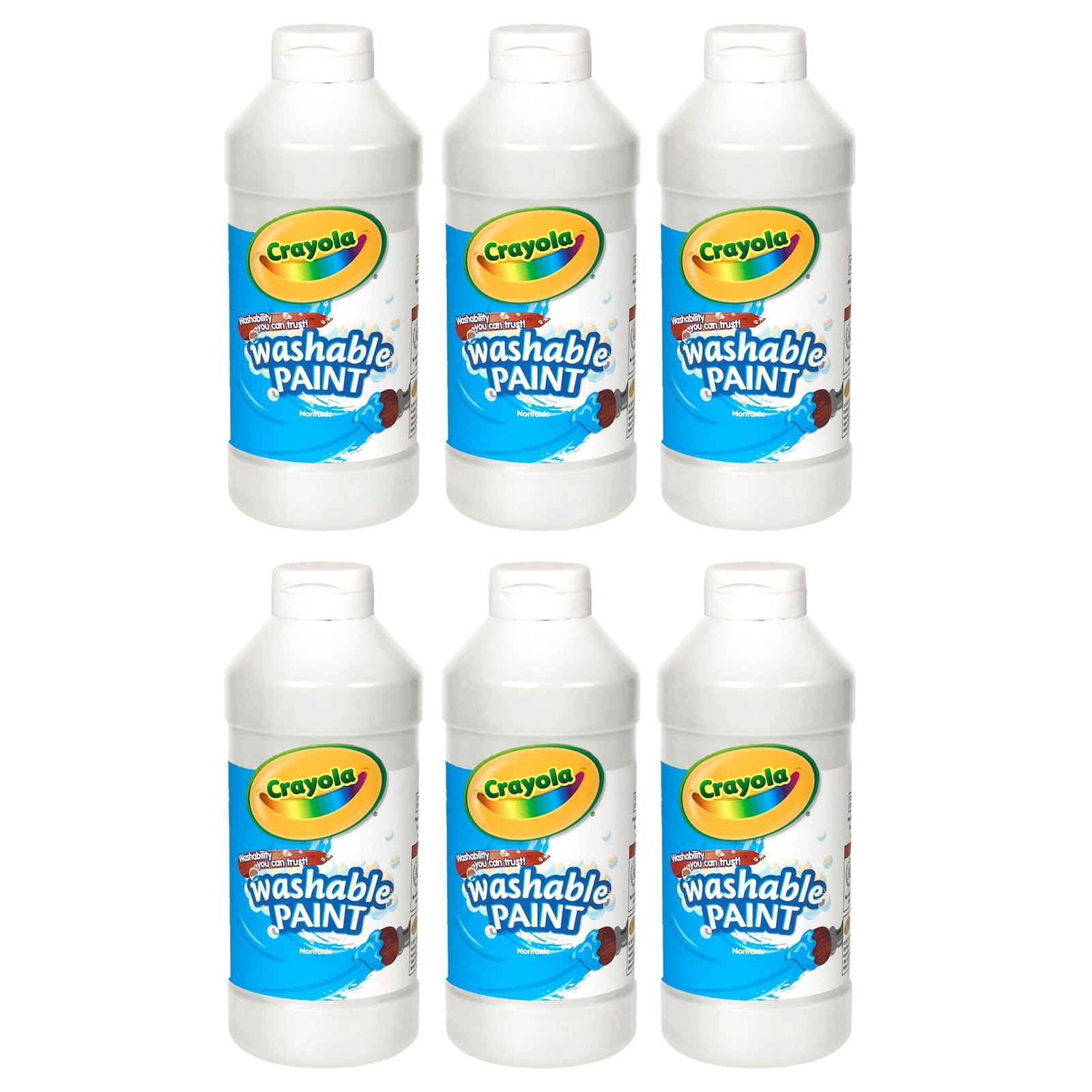 Washable Paint, White, 16 oz. Bottles, Pack of 6 - Loomini