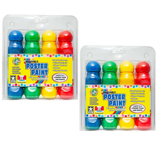 Washable Poster Paint Markers, Assorted Colors, 4 Per Pack, 2 Packs - Loomini