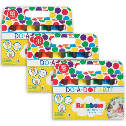 Washable Rainbow Dot Markers, 6 Colors Per Pack, 3 Packs - Loomini