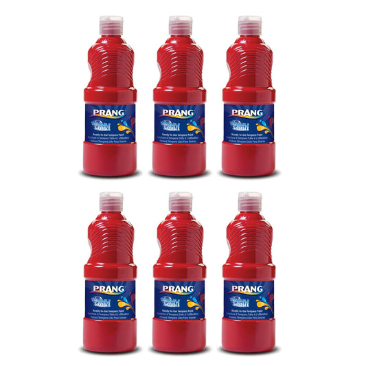 Washable Tempera Paint, Red, 16 oz, Pack of 6 - Loomini