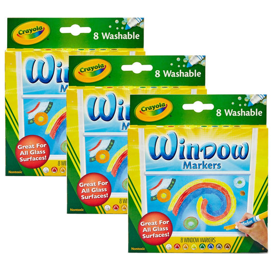 Washable Window Markers, 8 Per Box, 3 Boxes - Loomini
