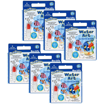 Water Art Activity Book - Sea Life, Pack of 6 - Loomini