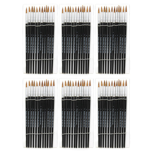 Water Color Paint Brushes, #7 - 3/4" Camel Hair, Black Handle, 12 Per Set, 6 Sets - Loomini