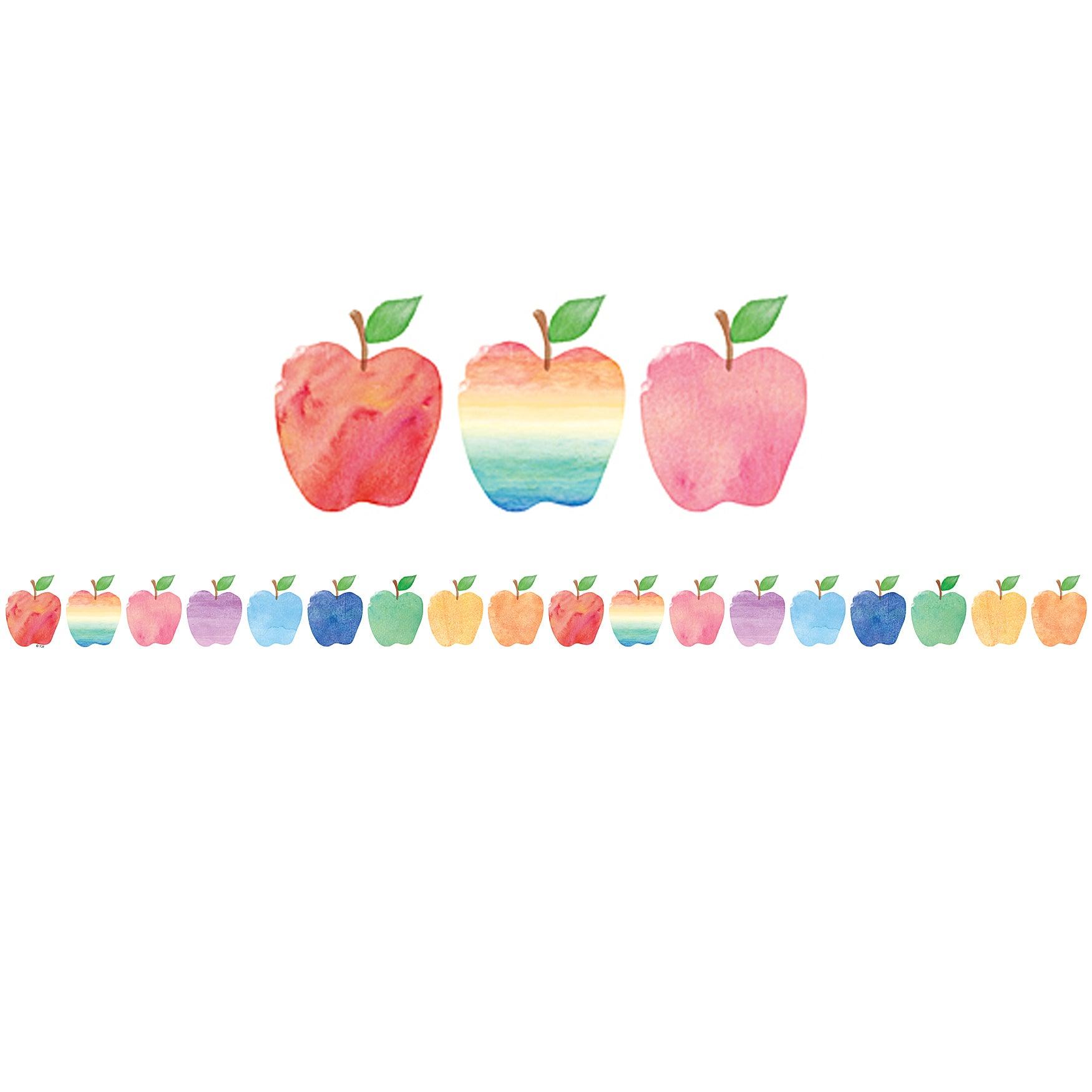 Watercolor Apples Die-Cut Border Trim, 35 Per Pack, 6 Packs - Loomini