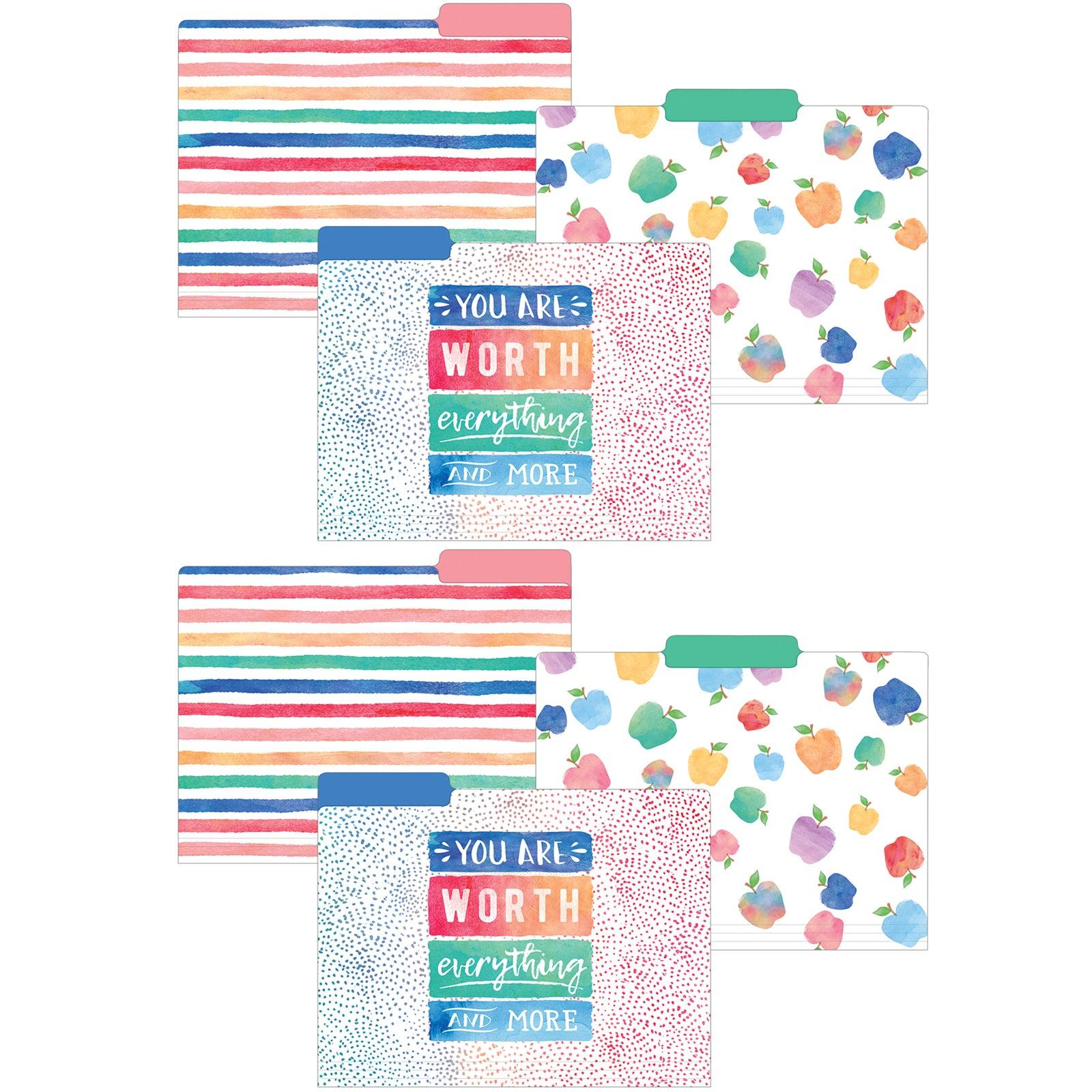 Watercolor File Folders, 12 Per Pack, 2 Packs - Loomini