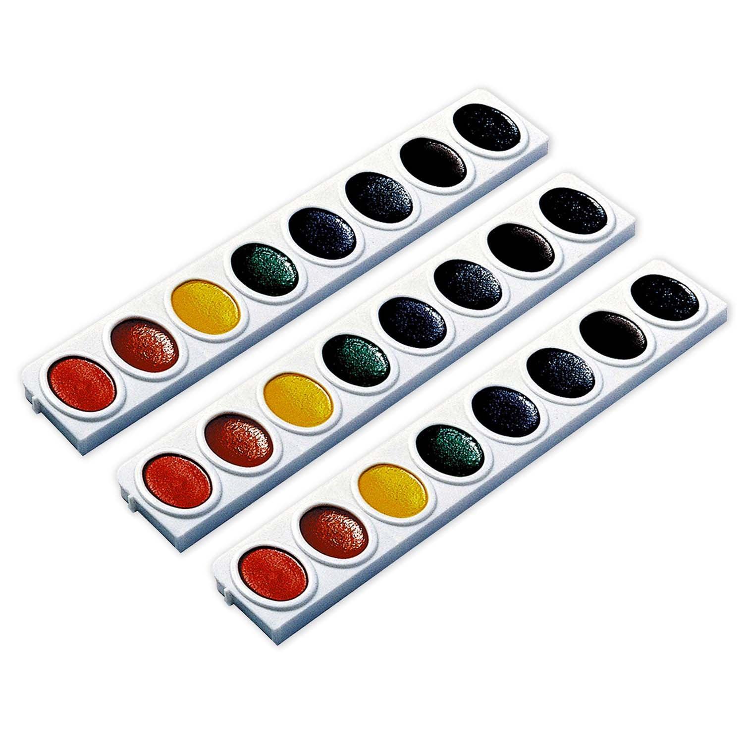 Watercolors, Oval Pan Refill Tray, 8 Colors, 3 Refills Per Pack, 3 Packs - Loomini