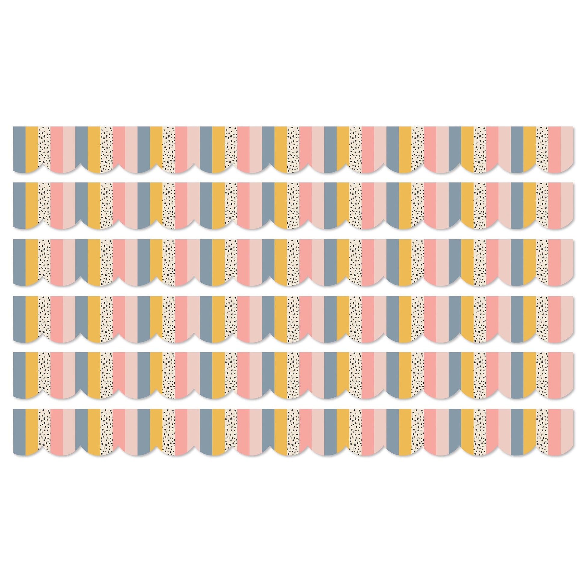 We Belong Stripes Scalloped Borders Per Pack, 39 Feet Per Pack, 6 Packs - Loomini