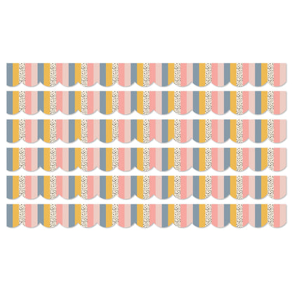 We Belong Stripes Scalloped Borders Per Pack, 39 Feet Per Pack, 6 Packs - Loomini