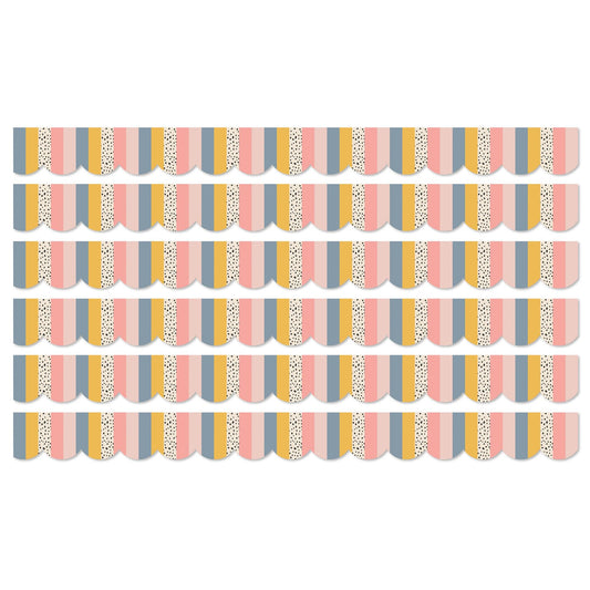 We Belong Stripes Scalloped Borders Per Pack, 39 Feet Per Pack, 6 Packs - Loomini