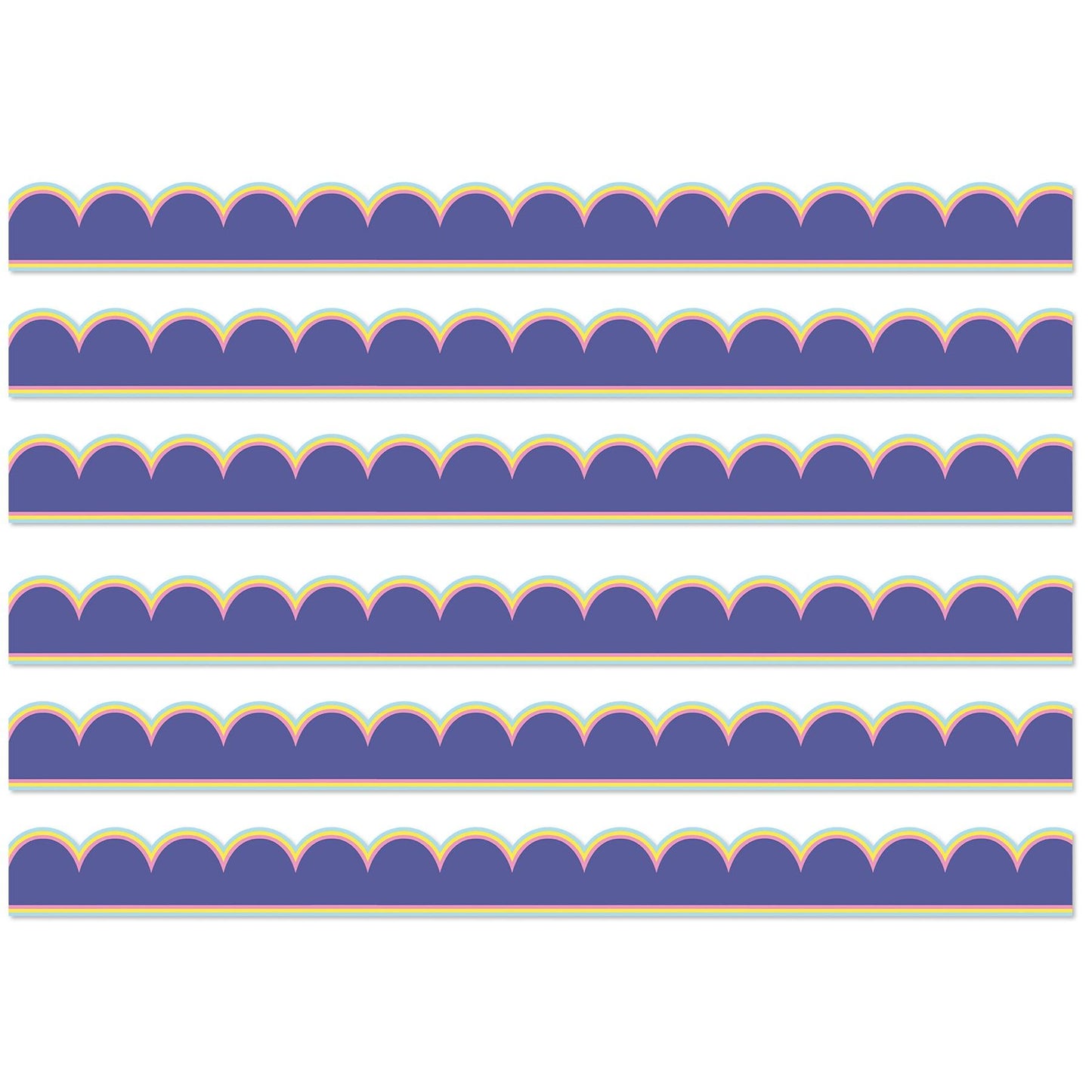 We Stick Together Pop of Purple Scalloped Bulletin Board Borders, 39 Feet Per Pack, 6 Packs - Loomini