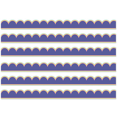 We Stick Together Pop of Purple Scalloped Bulletin Board Borders, 39 Feet Per Pack, 6 Packs - Loomini