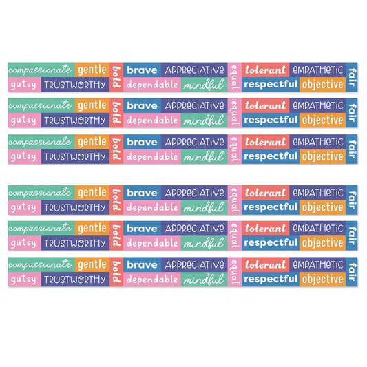 We Stick Together Positive Words Straight Bulletin Board Borders, 36 Feet Per Pack, 6 Packs - Loomini