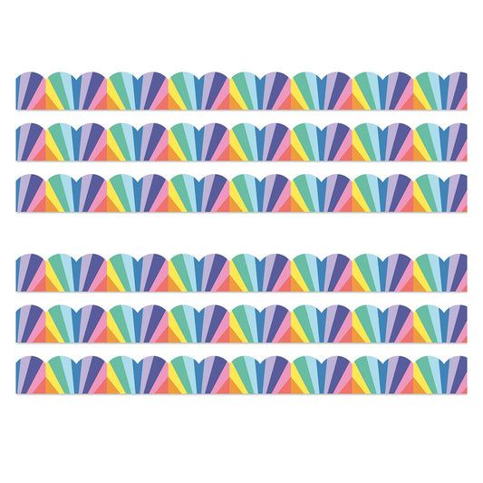 We Stick Together Rainbow Burst Scalloped Bulletin Board Borders, 39 Feet Per Pack, 6 Packs - Loomini