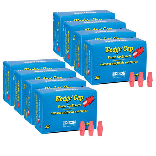 Wedge Pencil Cap Erasers, Pink, 25 Per Pack, 8 Packs - Loomini