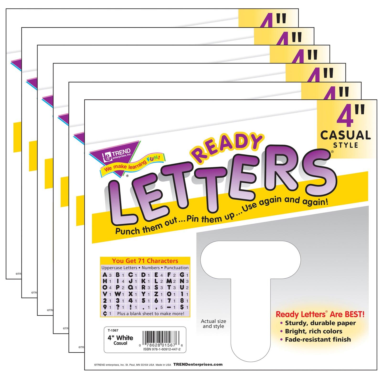 White 4" Casual Uppercase Ready Letters®, 6 Packs - Loomini