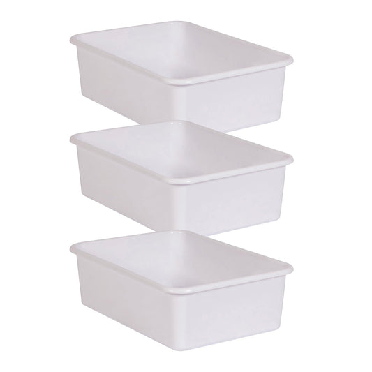 White Large Plastic Storage Bin, Pack of 3 - Loomini