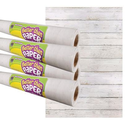 White Shiplap Better Than Paper Bulletin Board Roll, 4' x 12', Pack of 4 - Loomini