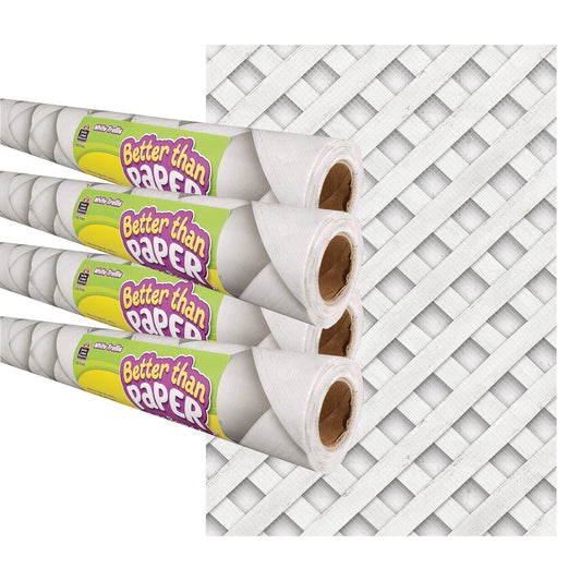 White Trellis Better Than Paper Bulletin Board Roll, 4' x 12', Pack of 4 - Loomini