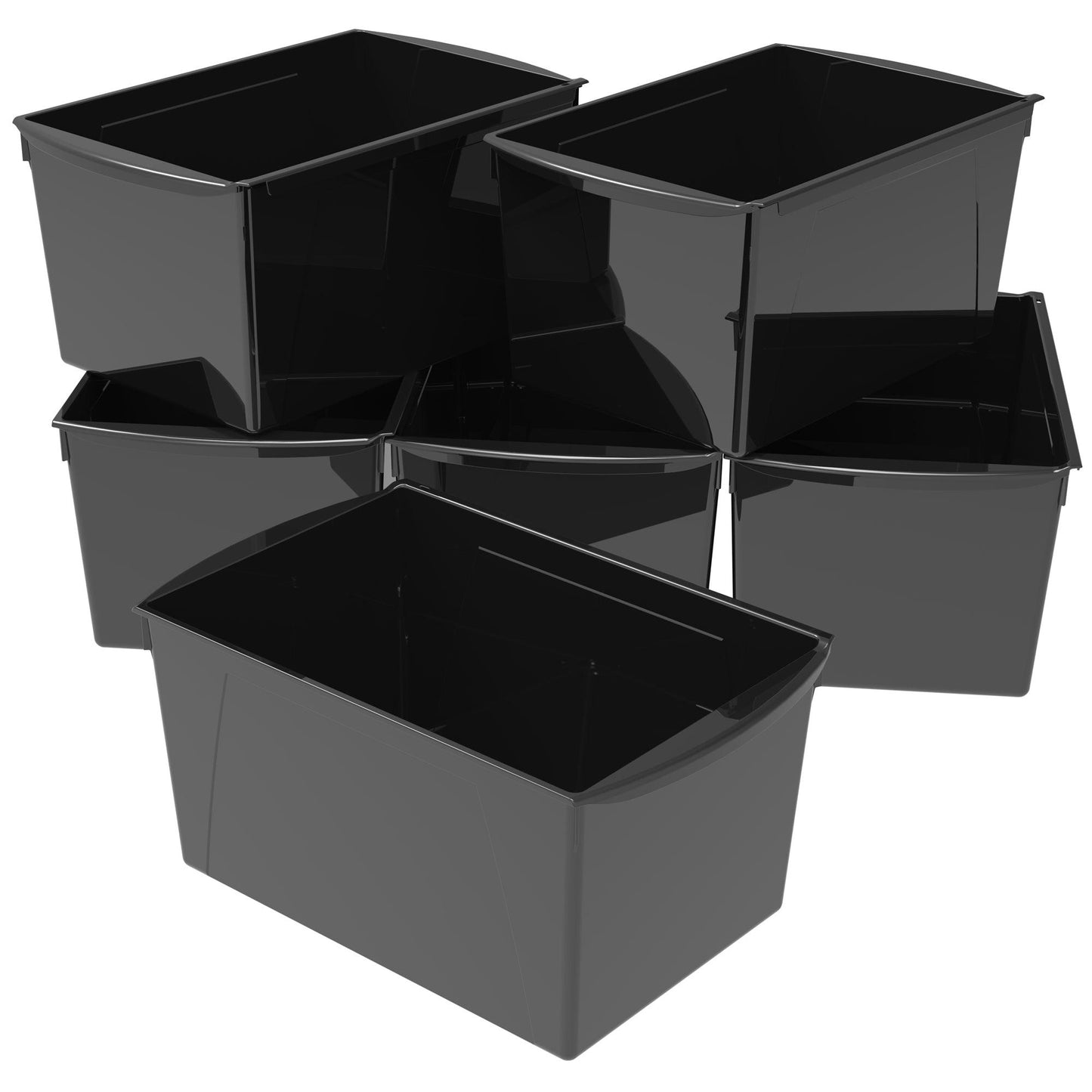 Wide Book Bin, Black, Set of 6 - Loomini