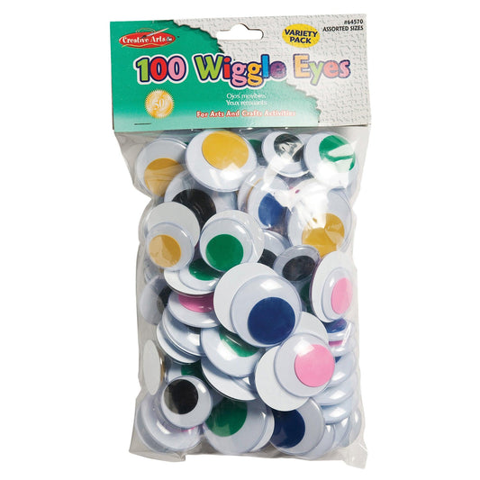 Wiggle Eyes, Jumbo Round, Assorted Colors & Sizes, Pack of 100 - Loomini