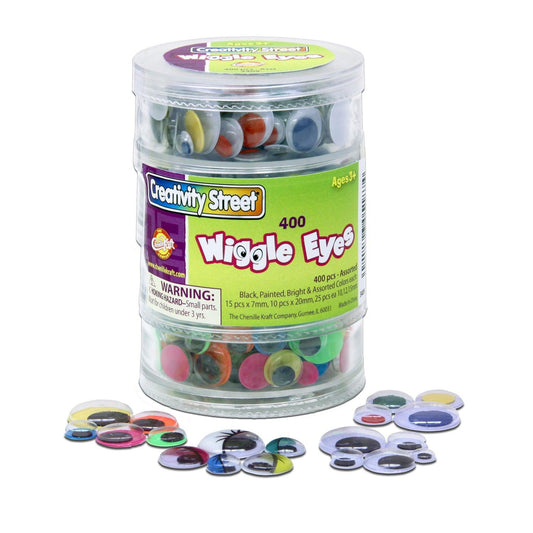 Wiggle Eyes Storage Stacker, Round Assorted Black, Painted & Bright, Assorted Sizes, 400 Pieces - Loomini