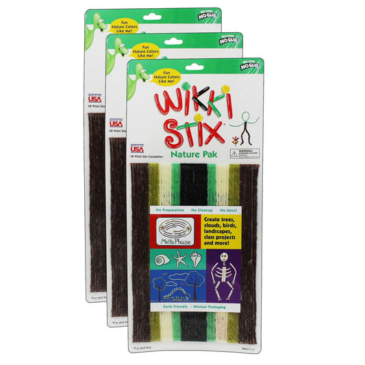 Wikki Stix®, Nature Colors, 48 Per Pack, 3 Packs - Loomini