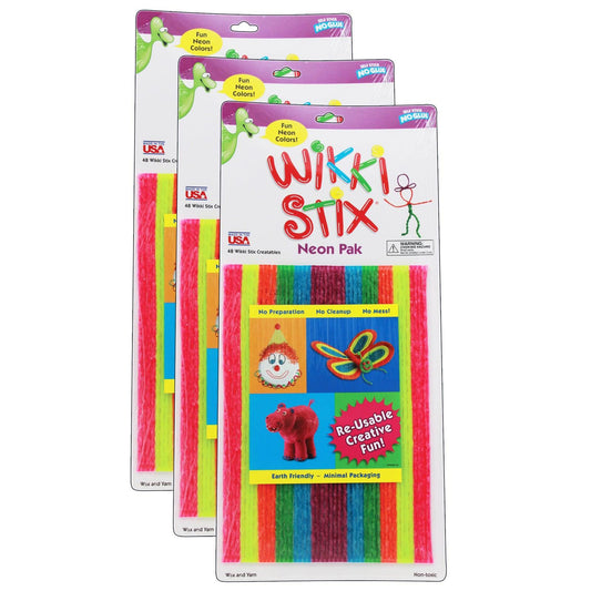 Wikki Stix®, Neon Colors, 8", 48 Per Pack, 3 Packs - Loomini