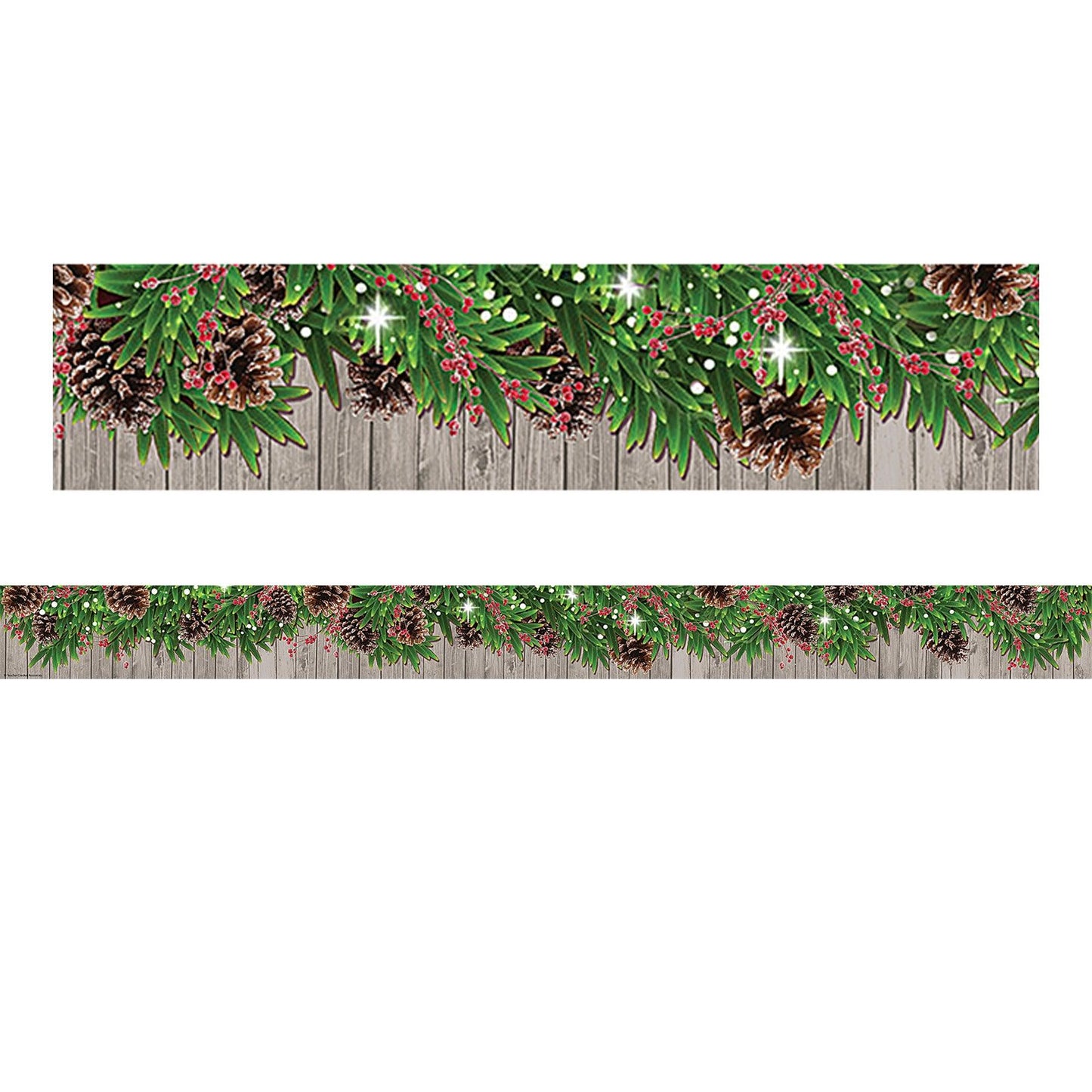 Winter Pine Cones Straight Border Trim, 35 Feet Per Pack, 6 Packs - Loomini