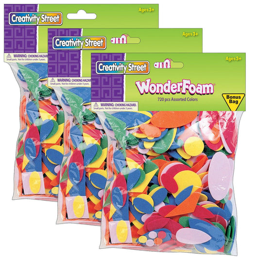 WonderFoam® Shapes, Assorted Sizes, 720 Pieces Per Pack, 3 Packs - Loomini