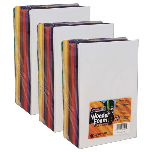WonderFoam® Sheets, Assorted Colors, 5.5" x 8.5", 40 Sheets Per Pack, 3 Packs - Loomini