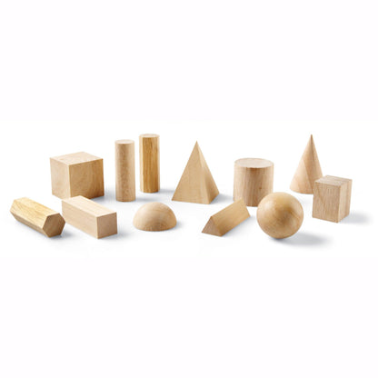 Wooden Geometric Solids, Pack of 12 - Loomini