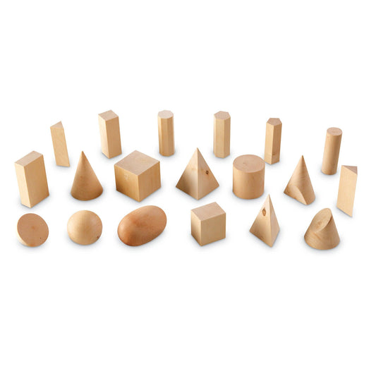 Wooden Geometric Solids, Set of 19 - Loomini