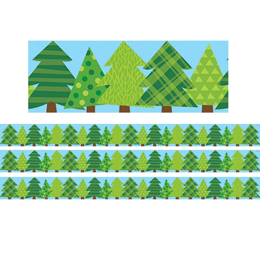 Woodland Friends Patterned Pine Trees EZ Border, 48 Feet Per Pack, 3 Packs - Loomini