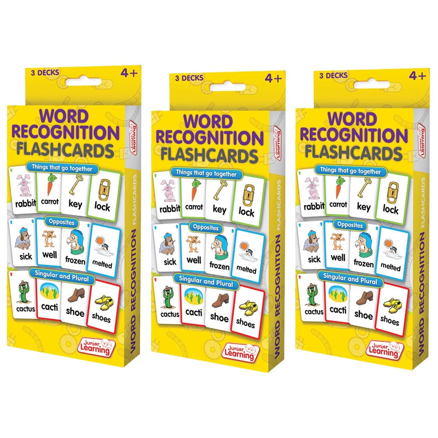 Word Recognition Flashcards, 3 Sets Per Pack, 3 Packs - Loomini