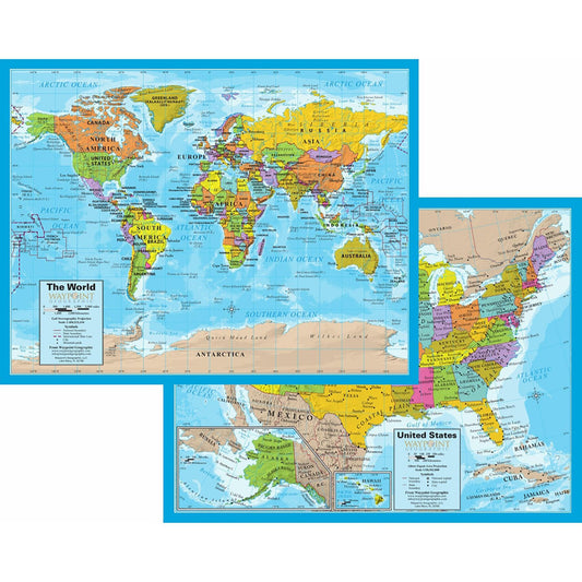 World/USA Laminated Notebook Maps, 32 Count - Loomini