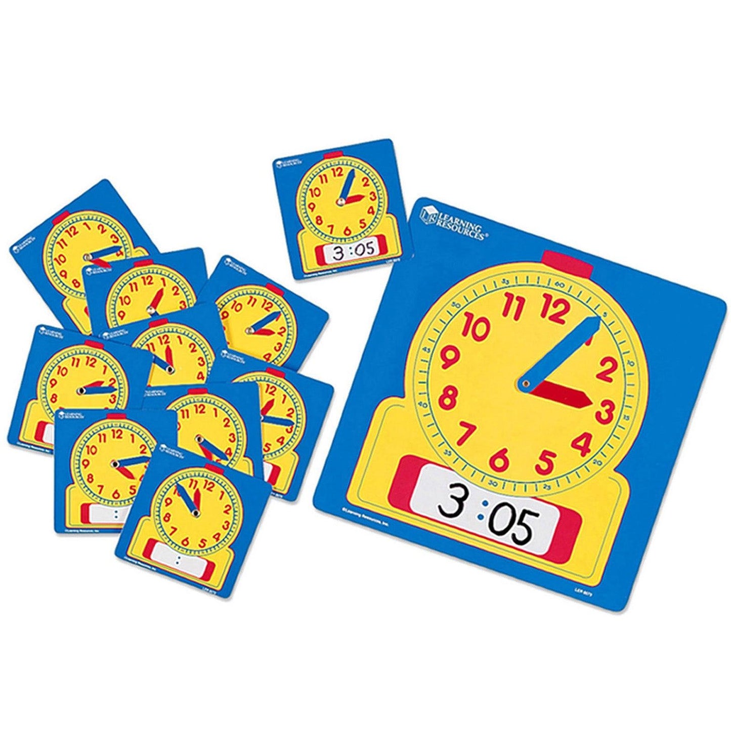 Write & Wipe Clocks Classroom Set, 1 Demonstration Clock, 24 Student Clocks - Loomini